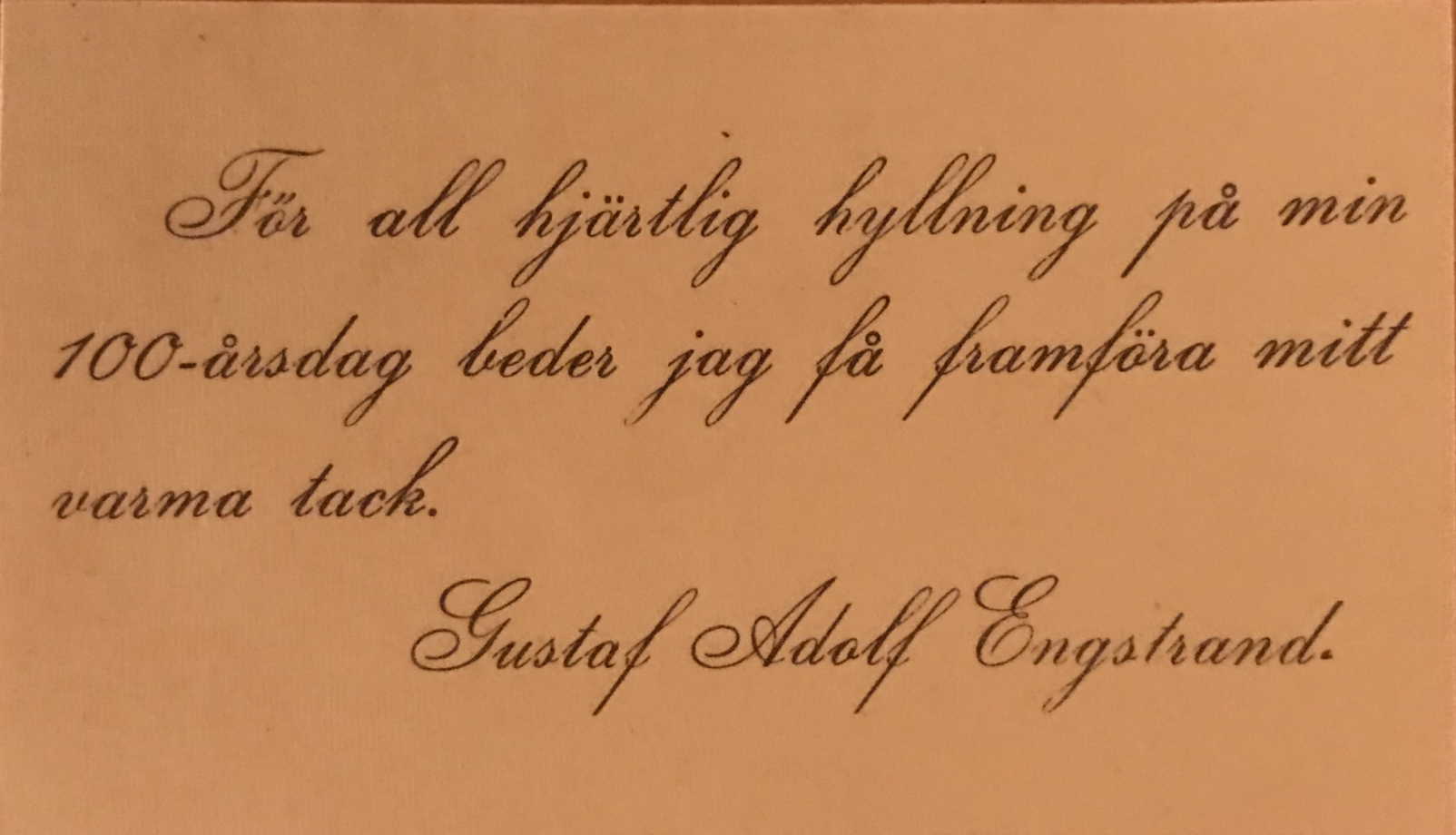 Byggmästare Gustaf Adolf Engstrand 1830-1930!